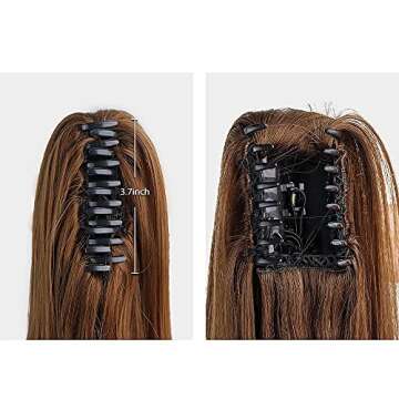 HSPJHTM Ponytail Extension,24" Brown Claw Clip Hair Extensions for Women Straight Hair Piece Synthetic Wavy Pony Tail Halloween Fluffy Daily Use