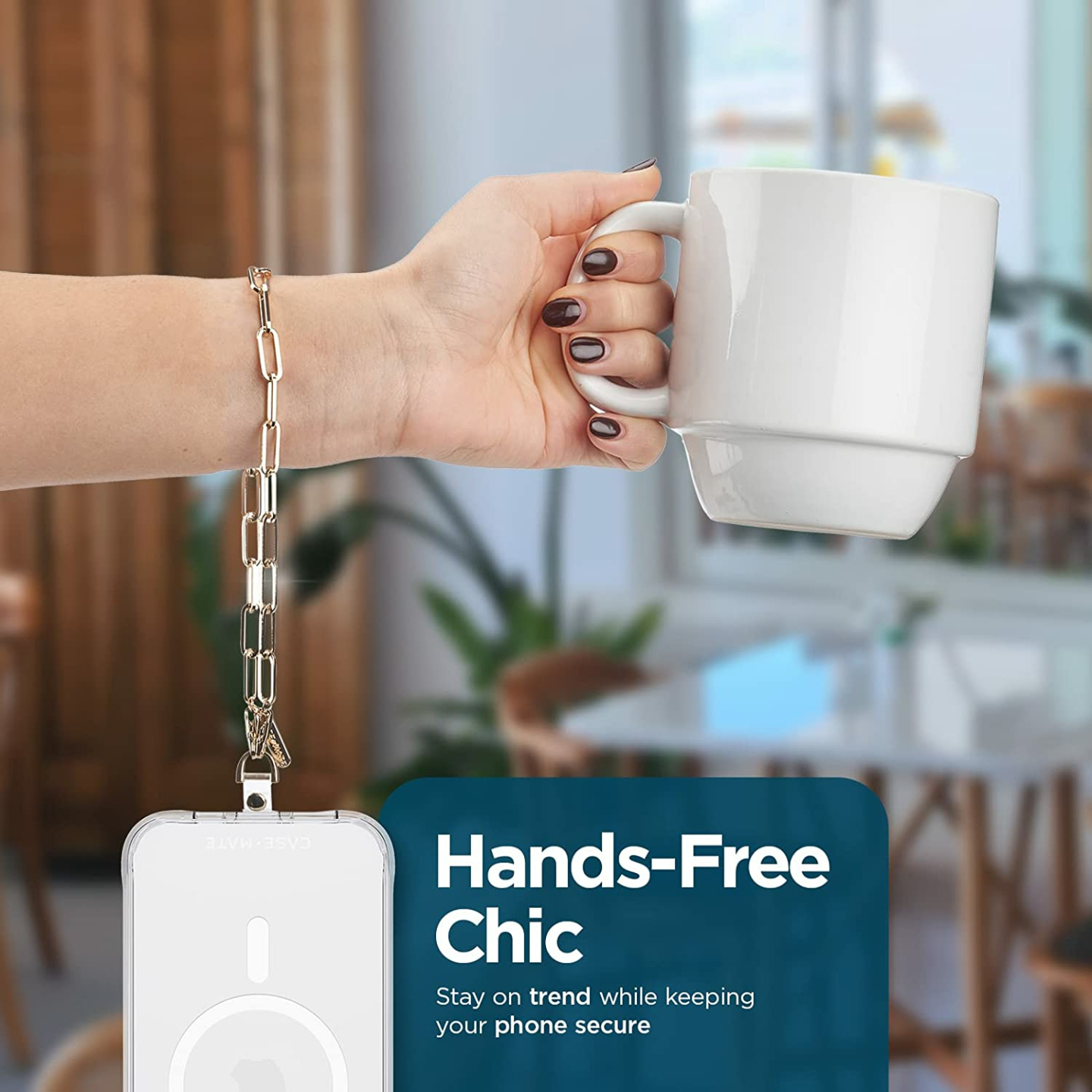 Detachable Case-Mate Phone Strap with Gold Chain