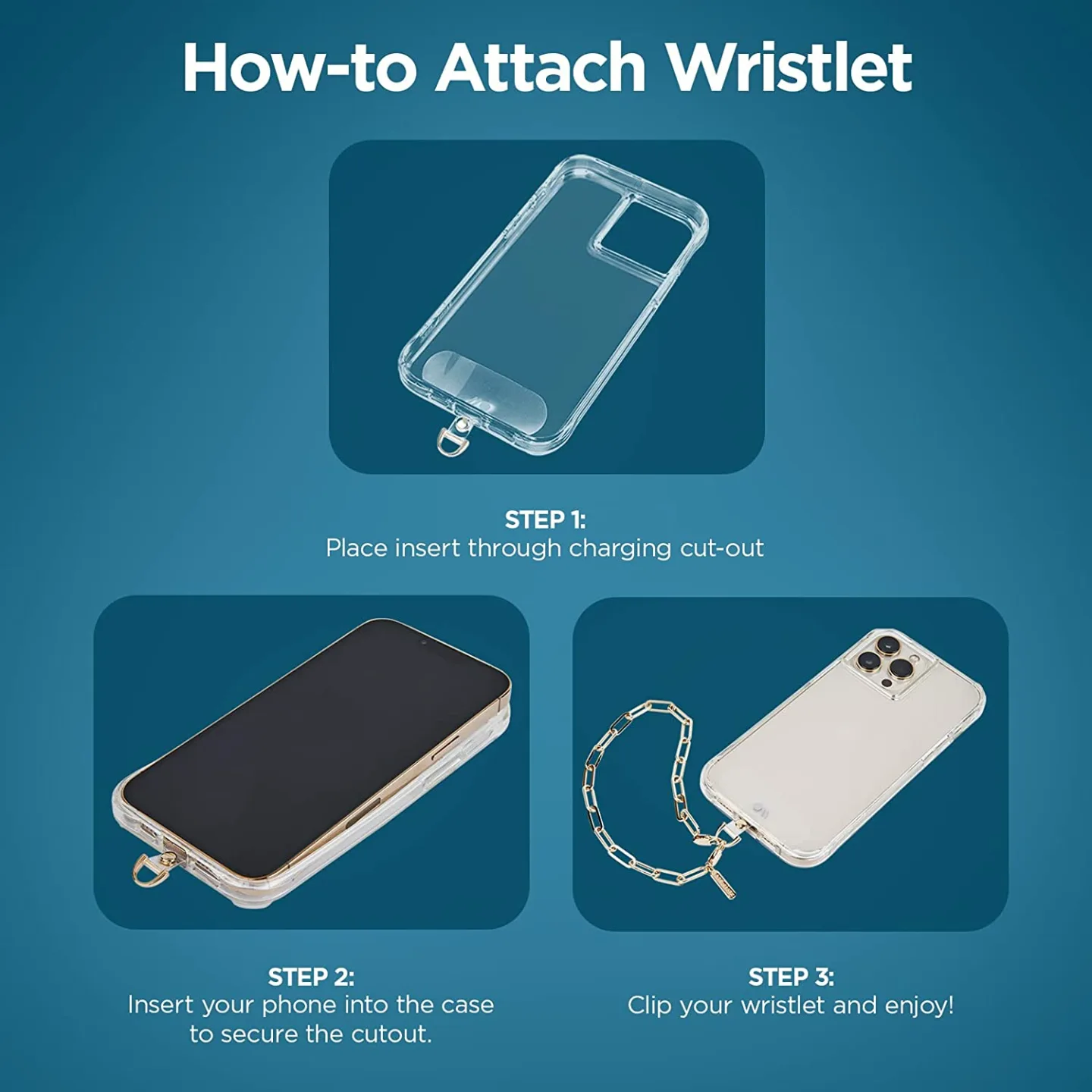 Detachable Case-Mate Phone Strap with Gold Chain