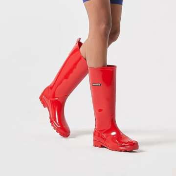 planone Tall Rain Boots Women Fashion Waterproof Boots for Women Light Outdoor Garden Shoes Muck Boots for Ladies Non Slip Work Shoes Rubber Boots with Premium Comfort Insole