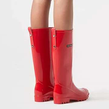 planone Tall Rain Boots Women Fashion Waterproof Boots for Women Light Outdoor Garden Shoes Muck Boots for Ladies Non Slip Work Shoes Rubber Boots with Premium Comfort Insole