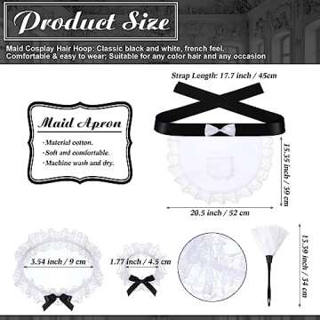 Panitay 5 Pcs Halloween French Maid Cleaning Lady Costume Accessories Set Lace Hair Hoop Feather Dus...