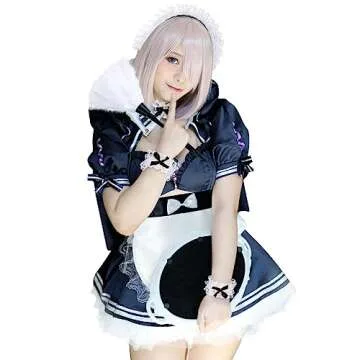 Panitay 5 Pcs Halloween French Maid Cleaning Lady Costume Accessories Set Lace Hair Hoop Feather Duster Ruffled Maid Apron for Maid Dress up Cosplay Headband Outfit, White and Black