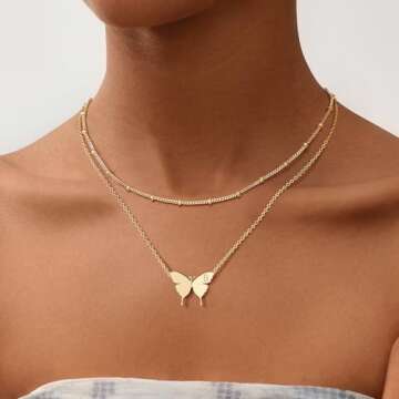 MEVECCO Gold Butterfly Initial Necklace For Women