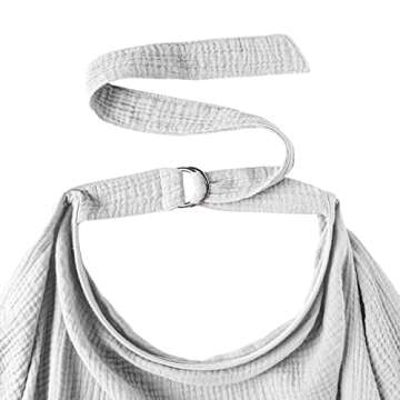 Konssy Muslin Nursing Cover for Baby Breastfeeding, Breathable 100% Cotton Breastfeeding Cover with Rigid Hoop for Mother Nursing Apron, Multi-use Carseat Canopy (Grey)