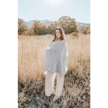 Konssy Muslin Nursing Cover for Baby Breastfeeding, Breathable 100% Cotton Breastfeeding Cover with Rigid Hoop for Mother Nursing Apron, Multi-use Carseat Canopy (Grey)