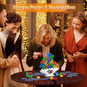 AZHU 32pcs Tetra Tower Balance Stacking Game, Stack Attack Building Blocks Board Games for Kids & Adults, Family Table Game, Gift Toys for Kids