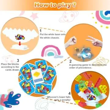 AZHU 32pcs Tetra Tower Balance Stacking Game, Stack Attack Building Blocks Board Games for Kids & Adults, Family Table Game, Gift Toys for Kids