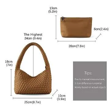 LEMONEYE Women's Brown Woven Leather Tote Vegan Shoulder Bag Fashion Tote Bag for Women