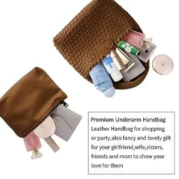 LEMONEYE Women's Brown Woven Leather Tote Vegan Shoulder Bag Fashion Tote Bag for Women