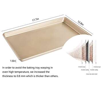 Kitcom Nonstick Large Baking Cookie Sheet, Heavy Duty Carbon Steel Baking Pan for Oven, 17.7 Inch x ...