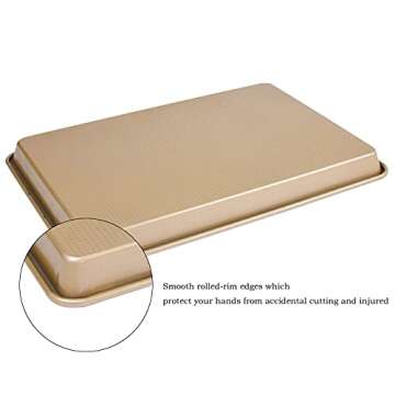 Kitcom Nonstick Large Baking Cookie Sheet, Heavy Duty Carbon Steel Baking Pan for Oven, 17.7 Inch x 12.8 Inch, Champagne Gold