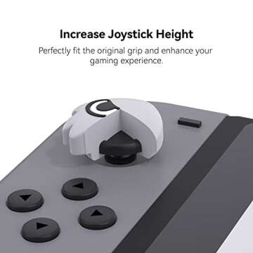 WISHAVEN Joycon Thumb Grip Caps Compatible with Splatoon Nintendo Switch, Soft Silicone Joystick Cover for Nintendo Switch/OLED/Lite Controller, 4PCS - Squid & Octopus (Black & White)