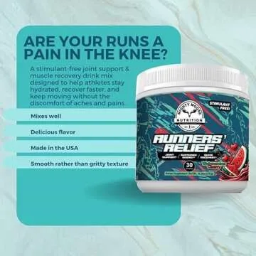 Runners' Relief - Joint Support & Muscle Recovery Supplement - Glucosamine Chondroitin - Fasting Electrolytes - Stimulant-Free Pre/Post Workout Energy - Watermelon Cherry with Tart Cherry Extract