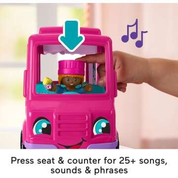 Fisher-Price Little People Barbie Toddler Toy Cupcake Truck Musical Playset with 9 Pieces for Pretend Play Kids Ages 18+ Months (Amazon Exclusive)