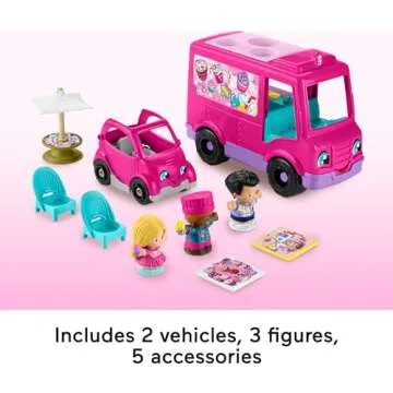 Fisher-Price Little People Barbie Toddler Toy Cupcake Truck Musical Playset with 9 Pieces for Pretend Play Kids Ages 18+ Months (Amazon Exclusive)