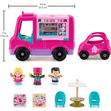 Fisher-Price Little People Barbie Toddler Toy Cupcake Truck Musical Playset with 9 Pieces for Pretend Play Kids Ages 18+ Months (Amazon Exclusive)