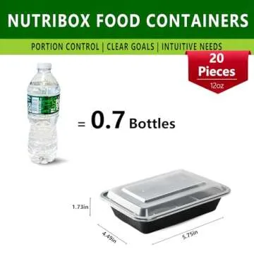NutriBox [20 value pack single one compartment 12oz MINI Meal Prep Food Storage Containers - BPA Free Reusable Lunch bento Box with Lids - Spill proof, Microwave, Dishwasher and Freezer Safe