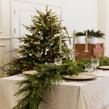 9ft Handmade Christmas Garland,Artificial Cypress Cedar Pine Needles Greenery Seasonal Garland for Christmas TV Cabinet Winter Holiday Indoor Outdoor Decoration