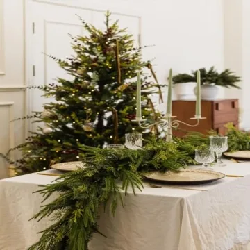 9ft Handmade Christmas Garland,Artificial Cypress Cedar Pine Needles Greenery Seasonal Garland for Christmas TV Cabinet Winter Holiday Indoor Outdoor Decoration