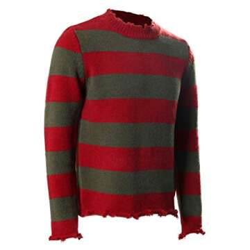 Men's Freddy Sweater Striped Deluxe Jumper Sweater Knitted Nightmare On Elm St Halloween Fancy Costume