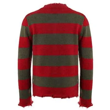 Men's Freddy Sweater Striped Deluxe Jumper Sweater Knitted Nightmare On Elm St Halloween Fancy Costume