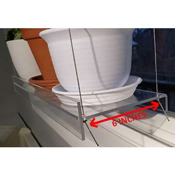 SUPREMETECH Hanging Acrylic Shelves for Windows (16" Wide, 4 Shelves - 55" Tall)