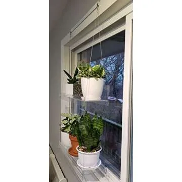 SUPREMETECH Hanging Acrylic Shelves for Windows (16" Wide, 4 Shelves - 55" Tall)