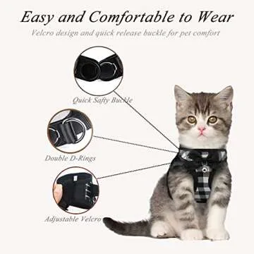 BLUWTE Cat Harness and Leash Escape Proof,Breathable Soft Kittens Vest for Cats Dogs, Escape Proof with Bell and Bow-Knot Decoration Christmas ……