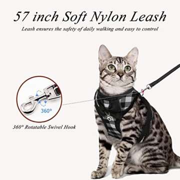 BLUWTE Cat Harness and Leash Escape Proof,Breathable Soft Kittens Vest for Cats Dogs, Escape Proof with Bell and Bow-Knot Decoration Christmas ……
