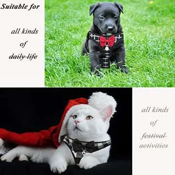 BLUWTE Cat Harness and Leash Escape Proof,Breathable Soft Kittens Vest for Cats Dogs, Escape Proof with Bell and Bow-Knot Decoration Christmas ……
