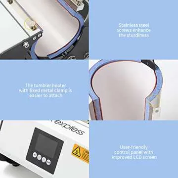 Craft Express Tumbler Heat Press Machine Sublimation Mug Press for Straight 11 OZ 15 OZ 20 OZ 30 OZ Sublimation Skinny Tumblers Ceramic Glass Mugs Water Bottles Heat Press (Elite Tumbler Press)