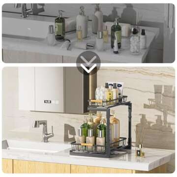 Delamu Under Sink Organizer - Durable Pull-Out Cabinet Storage