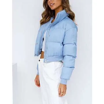 Springrain Cropped Puffer Jacket for Stylish Women