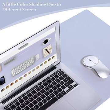 LOLLIDO Leather Desk Pad - 32" x 16" Office Desk Mat, Large Mouse Pad Desk Protector, Desktop Mat, Desk Writing Pad, Desk Blotter, Desk Cover (Cork+Lavender)