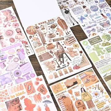 Vintage Washi Stickers for Scrapbooking, Scrapbook Stickers for Junk Journals, 50 Sheets Aesthetic S...