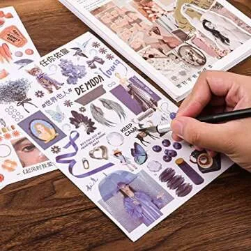 Vintage Washi Stickers for Scrapbooking, Scrapbook Stickers for Junk Journals, 50 Sheets Aesthetic Sticker Book for Journaling Supplies,Art Bullet Journals for Adults Teens Girls with 1pcs Carving