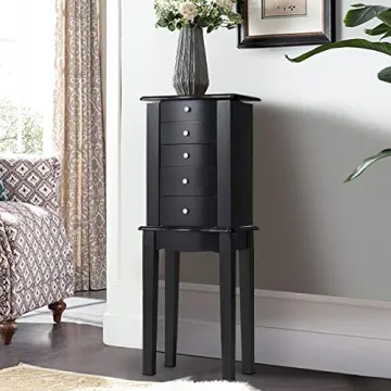 Giantex Jewelry Cabinet with Mirror 4 Drawers Black