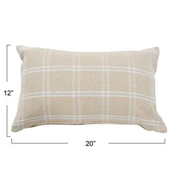Creative Co-Op Plaid Cotton Throw, Natural Pillow