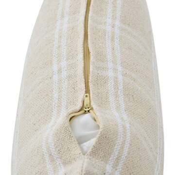 Creative Co-Op Plaid Cotton Throw, Natural Pillow