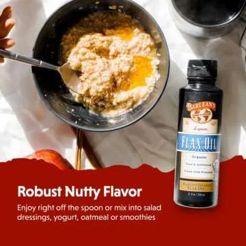 Barlean's Organic Lignan Flaxseed Oil Liquid Supplement from Cold Pressed Flax Seeds - 7,230 mg ALA Omega-3 Fatty Acids for Heart Health, Vegan and Gluten Free, 16 oz