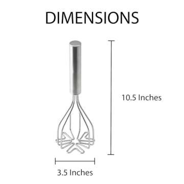 HIC Kitchen 2-in-1 Mix N’Masher Potato Masher, 18/8 Stainless Steel