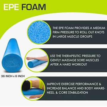 ProsourceFit Flex Foam Rollers for Muscle Massage, Physical Therapy, Core & Balance Exercises Stabilization