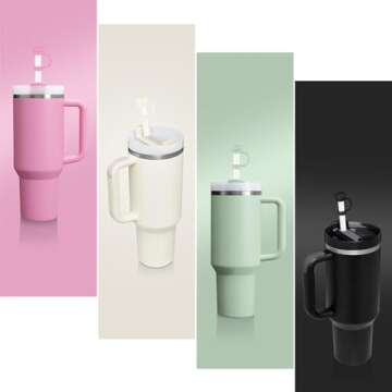 4 Pcs Straw Covers for Stanley Cup 40-20 oz, 0.4 inches Silicone Straw Cover Caps, Stanley Cups Acce...