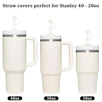 4 Pcs Straw Covers for Stanley Cup 40-20 oz, 0.4 inches Silicone Straw Cover Caps, Stanley Cups Accessories, Dust-proof and leak-proof
