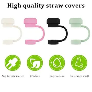 4 Pcs Straw Covers for Stanley Cup 40-20 oz, 0.4 inches Silicone Straw Cover Caps, Stanley Cups Accessories, Dust-proof and leak-proof