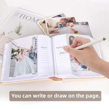 RECUTMS Photo Album 4x6 300 Photos with Writing Space Button Grain Leather Large Capacity Pockets Pictures Album with Memo Wedding Birthday Christmas Photo Albums