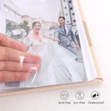 RECUTMS Photo Album 4x6 300 Photos with Writing Space Button Grain Leather Large Capacity Pockets Pictures Album with Memo Wedding Birthday Christmas Photo Albums