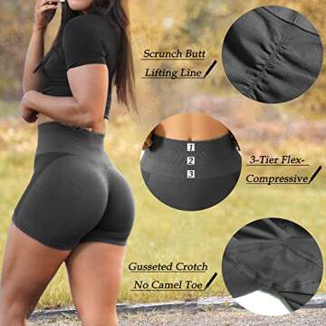 SZKANI Butt Lifting Workout Shorts for Women - Peach Butt Design