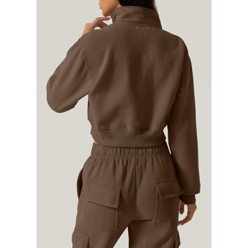 QINSEN Women's Fleece Cropped Pullover High Neck Winter Top